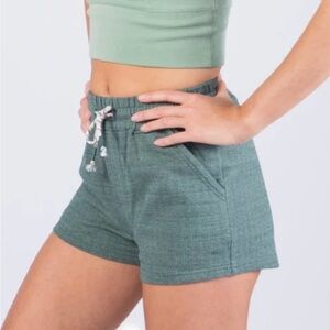 Happy Earth Sage Green Organic Cotton Herringbone Flex Shorts Medium